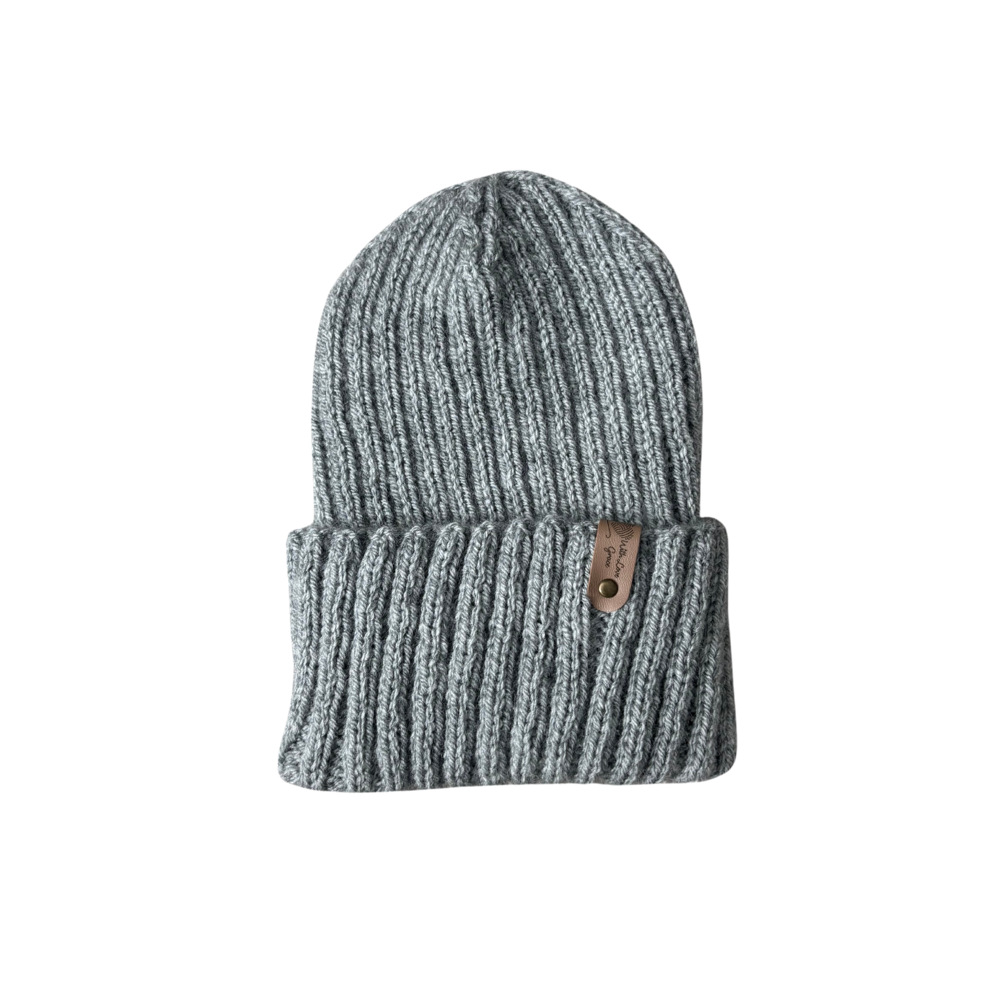 Gray Ribbed Knit Hat - Adult Small