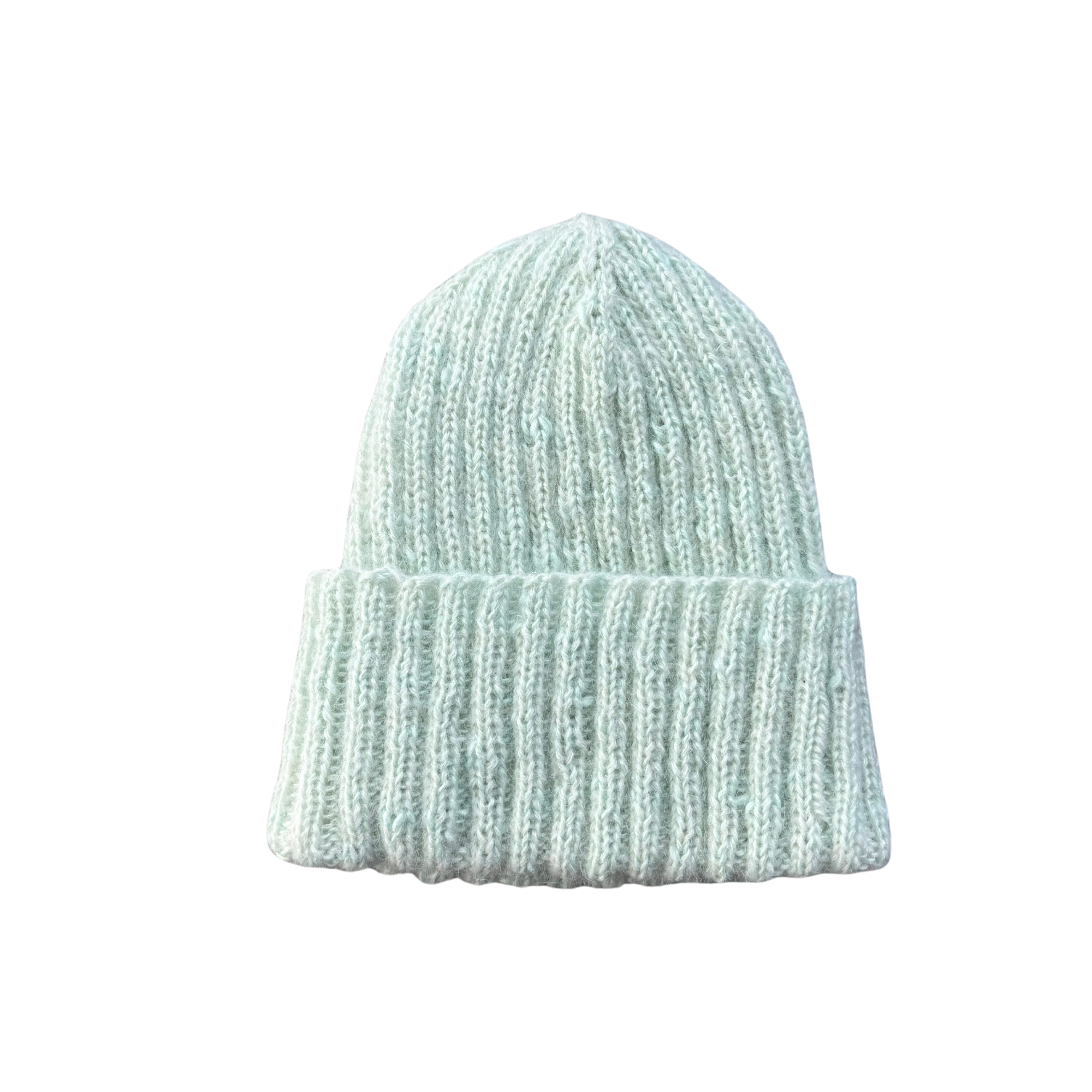 Light Teal Ribbed Knit Hat - Adult Large